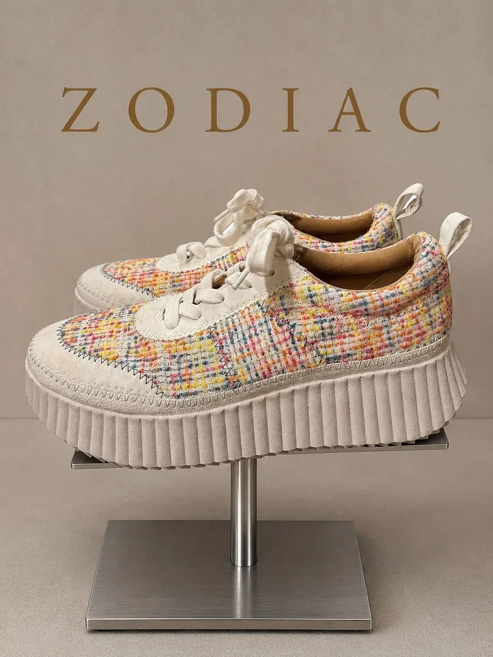 Zodiac Cooper Lace Platform Sneakers Multicolor Tweed Women’s 6M
